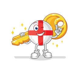 england carry the key mascot. cartoon vector
