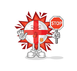 england holding stop sign. cartoon mascot vector