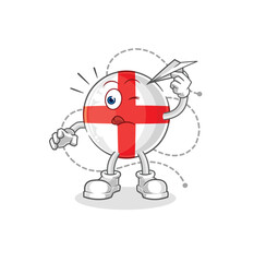 england with paper plane character. cartoon mascot vector