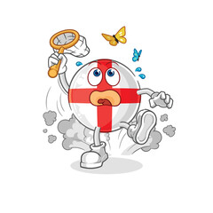 england catch butterfly illustration. character vector