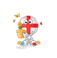 england with a flower pot. character vector