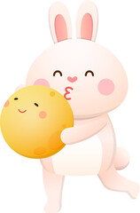 cute bunny with moon, mid-autumn festival