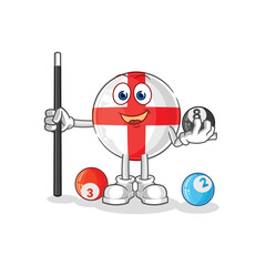 england plays billiard character. cartoon mascot vector