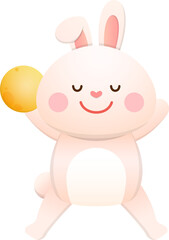 cute bunny with moon, mid-autumn festival
