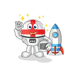 england astronaut waving character. cartoon mascot vector