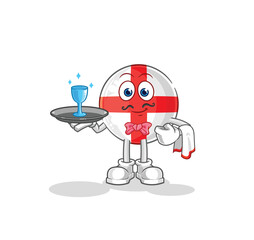 england waiter cartoon. cartoon mascot vector