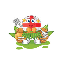 england hawaiian waving character. cartoon mascot vector