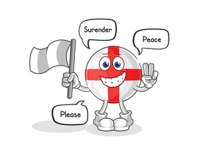 england hold surrender flag mascot. cartoon vector