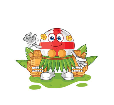 england hawaiian waving character. cartoon mascot vector