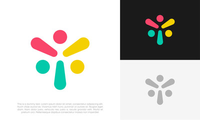 abstract people and human family logo design vector