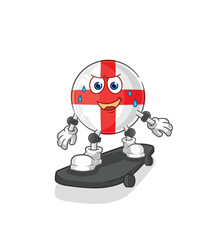 england riding skateboard cartoon character vector