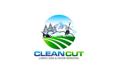 Illustration graphic vector of commercial lawncare and snow removal services company logo design template