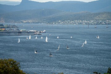 racing yachts on the river derwent