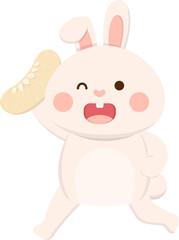 Cute rabbit mascot character with pomelo, traditional festival in China and Taiwan: Mid-Autumn Festival