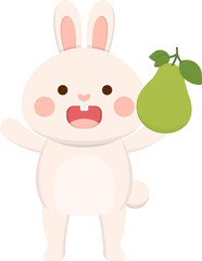 Cute rabbit mascot character with pomelo, traditional festival in China and Taiwan: Mid-Autumn Festival