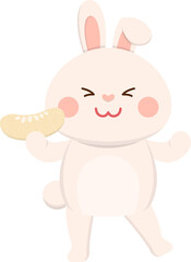 Cute rabbit mascot character with pomelo, traditional festival in China and Taiwan: Mid-Autumn Festival