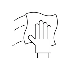 Cleaning with rag icon design. Hand with a rag, cleaning line icon. isolated on white background. vector illustration