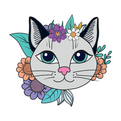 Fototapeta premium cute cat in the retro style of the 90s. a nostalgic hippie picture.