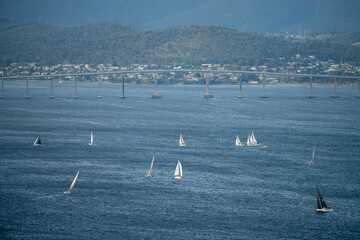 racing yachts on the river derwent