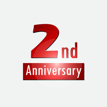 Red 2nd year anniversary celebration simple logo white background
