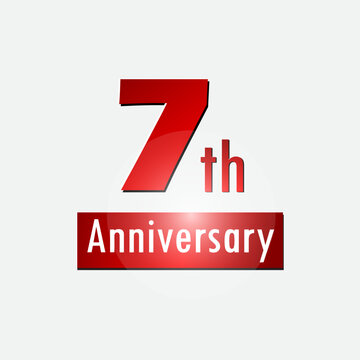 Red 7th year anniversary celebration simple logo white background