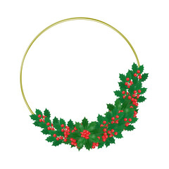 Red holly berries wreath design for Christmas holidays.