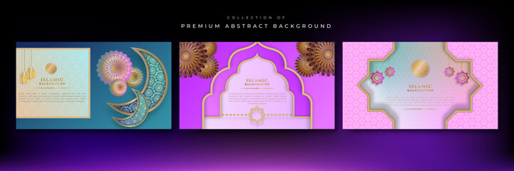Realistic ramadan kareem background design. Traditional islamic festival religious web banner. Vector illustration