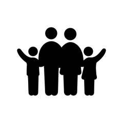 Family Flat Icon Black and White Vector Graphic