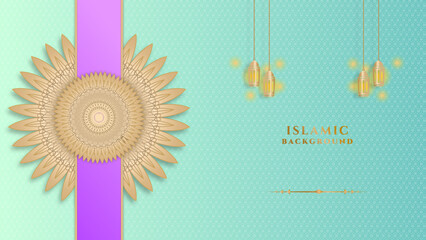 Realistic ramadan kareem background design. Traditional islamic festival religious web banner. Vector illustration