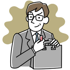 情報を持ち出そうとするスーツ姿の男性