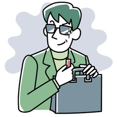 情報を持ち出そうとする男性