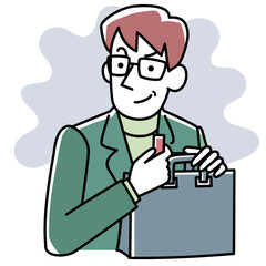 情報を持ち出そうとする男性