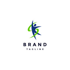 Fototapeta premium Healthy People Silhouette Forming Initials SK Logo Design. The initial letter SK forms the human symbol and the upward sporty line that covers it.