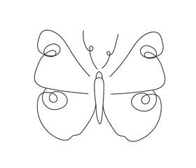 Butterfly line icon. Sticker for social networks and instant messengers. Nature and biology, wild life. Badge, logotype for company and branding. Fauna and insect. Cartoon flat vector illustration