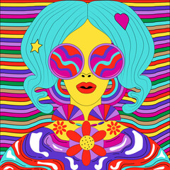 Woman psychedelic illustration