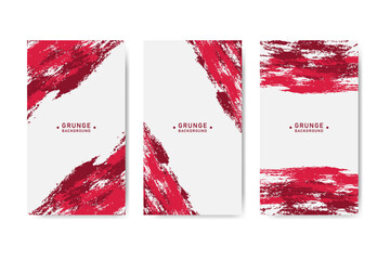 Red abstract grunge banner collection for social media post and stories