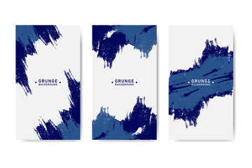 Blue and white abstract grunge banner collection for social media post and stories