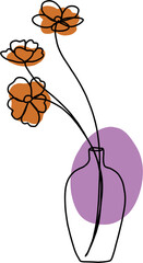 simplicity flower freehand continuous line drawing flat design.