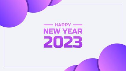 Happy new year 2023 background with  purple color gradient