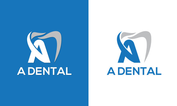 creative 'A' letter dental care logo and icon design vector.