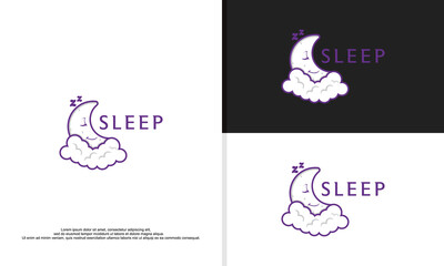 logo illustration vector graphic of the moon is smiling in its sleep.
