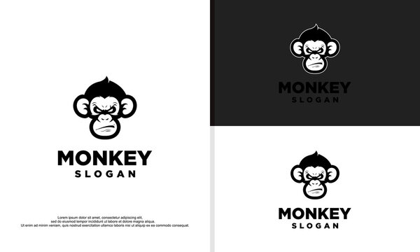 logo illustration vector graphic of monkey head.