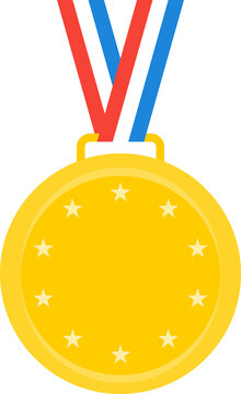 gold medal with ribbon isolated 