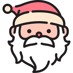 Santa claus flat design colored line icon face head cartoon illustration