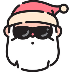 Santa claus flat design colored line icon face head cartoon illustration