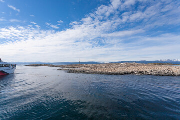 Navigation on Beagle channel, beautiful Argentina landscape