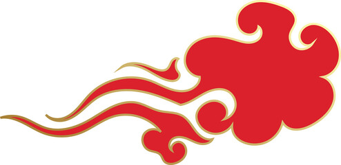 Chinese Red Clouds Illustration