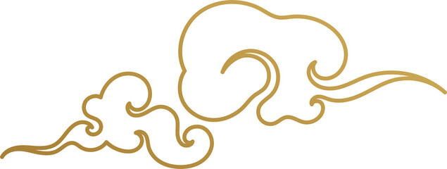 Chinese Cloud Gold Outline