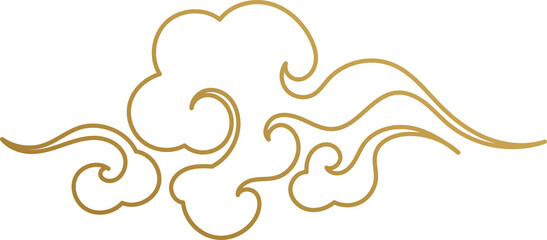 Chinese Cloud Gold Outline