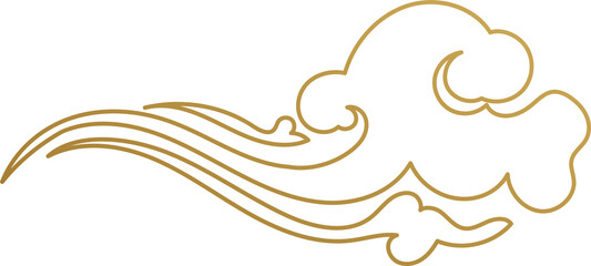 Fototapeta premium Chinese Cloud Gold Outline